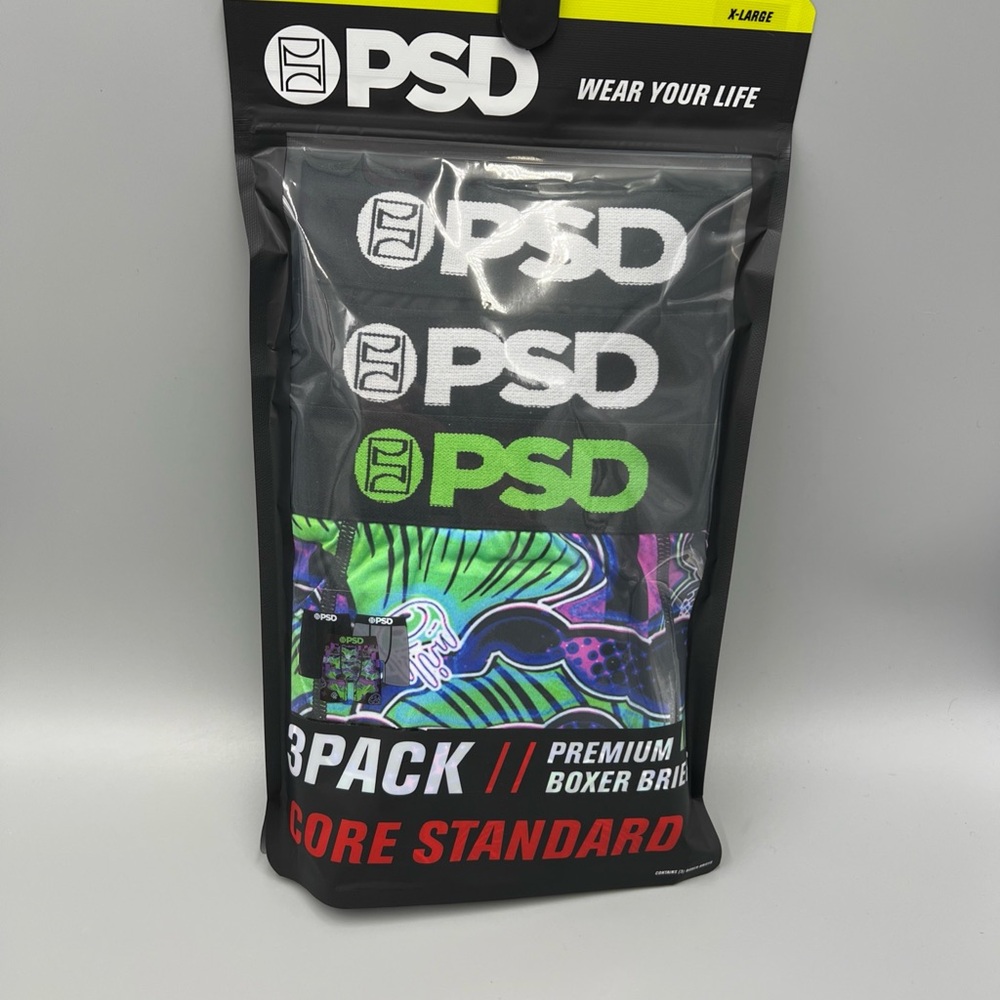 PSD 7" Inseam Mushroom Core Standard Premium Boxer Briefs, Shroom, Sz XL. 40-42"